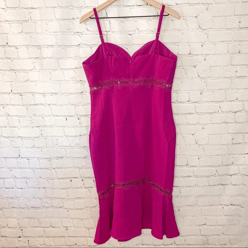 Foxiedox Iris Lace Inset Cocktail Sheath Dress Purple Size Large NWT - Picture 7 of 15